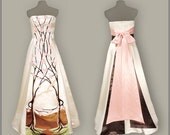 April - Eco Friendly Long Strapless Wedding Dress with Cherry Blossom Trees and Sash