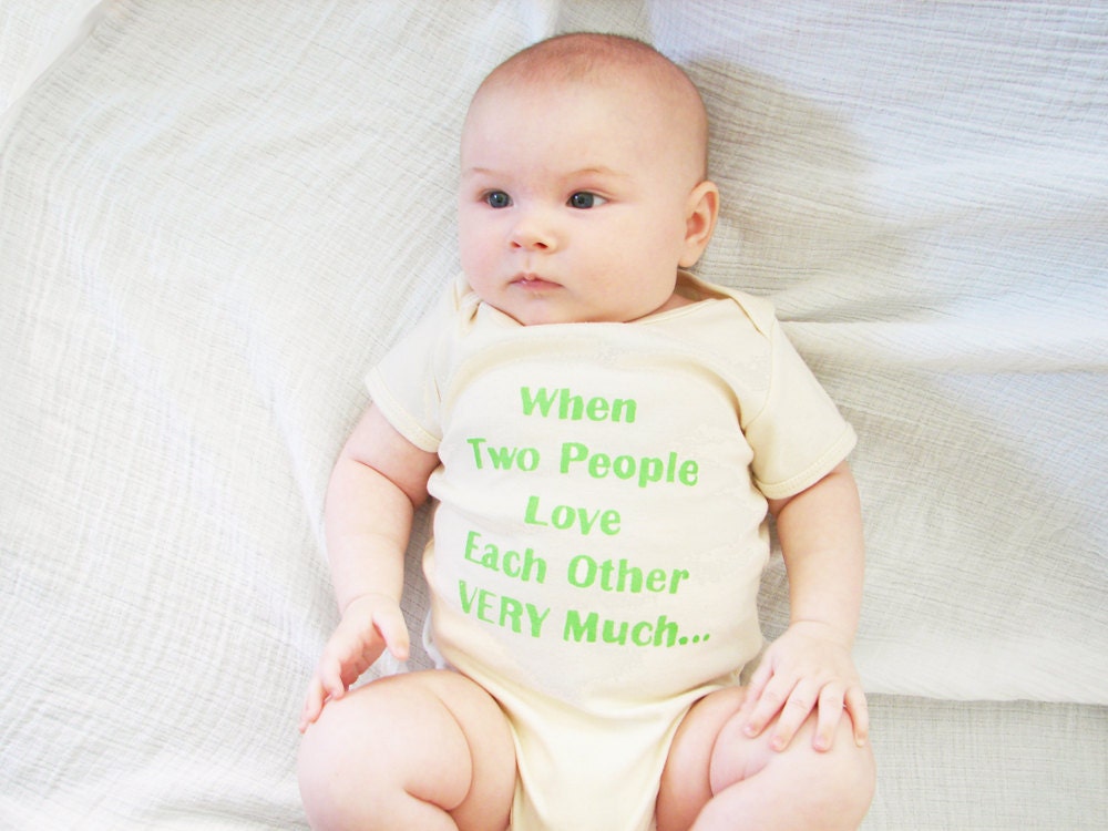 When Two People Love Each Other Very Much Onesie size 18-24mos (natural/green)