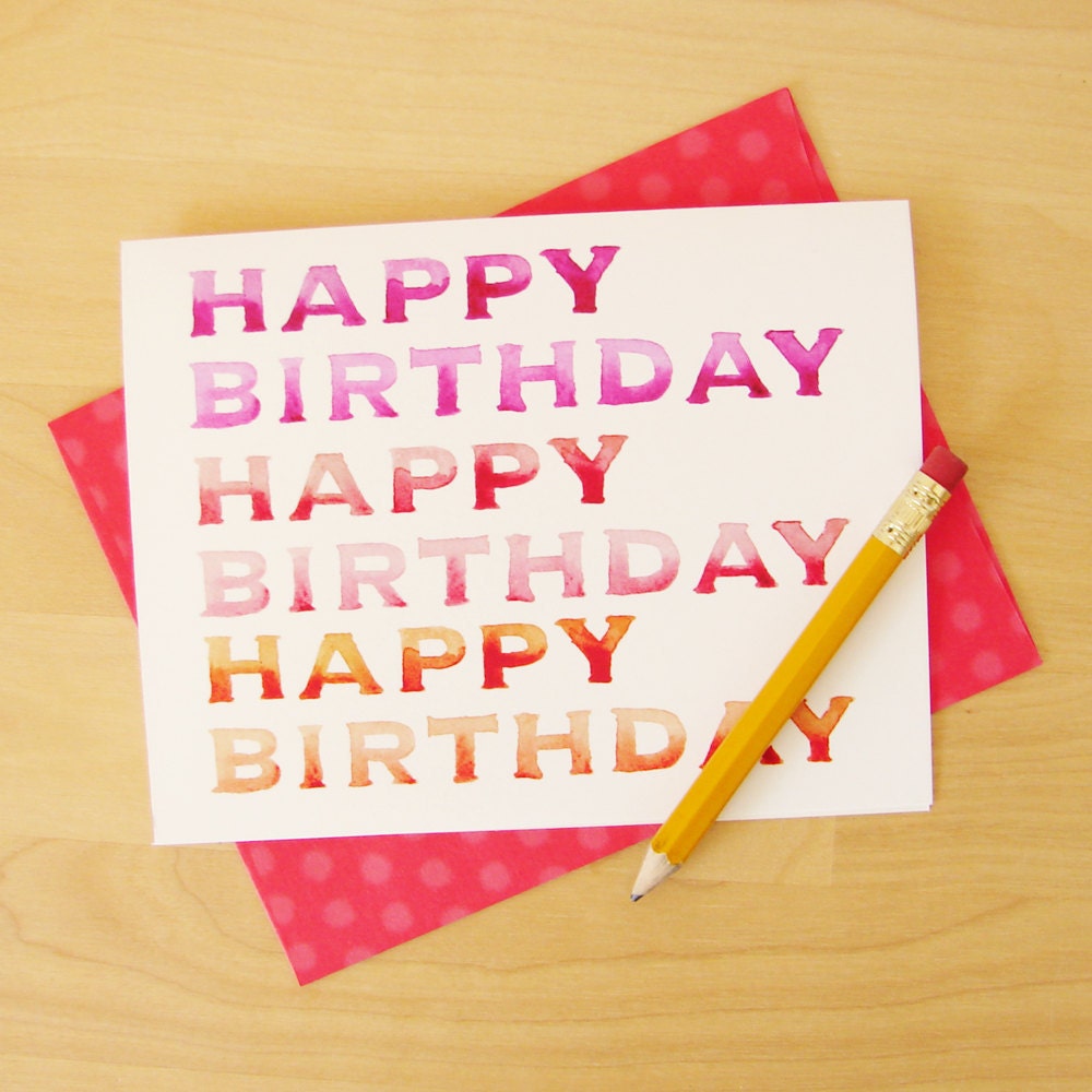 Happy Birthday - hand lettered watercolor card