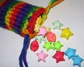 Hand-Knit Rainbow Loot Pouch Filled With Origami Stars