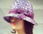 Vintage PURPLE STRAW HAT / Retro 50s 60s Easter Fashion
