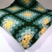 GREEN GRANNY SQUARES / Vintage Crocheted Afghan Blanket / Sofa or Crib Throw