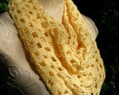 Lacy Crocheted Triangle Scarf In Yellow