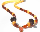 Amber Horn and Gemstone Necklace