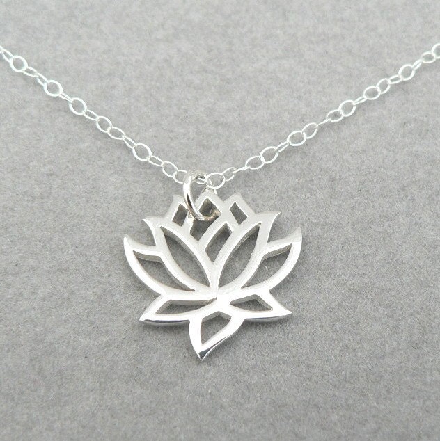 Lotus sterling silver flower charm necklace