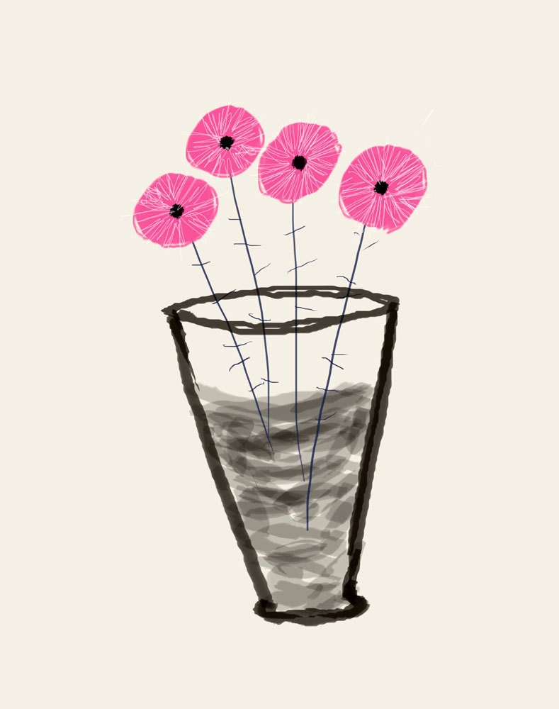 AshleyG illustration print with flowers - Sending You Flowers - small pink group