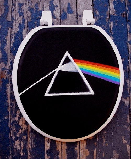 Pink Floyd Dark Side of the Moon Hand Painted Toilet Seat Rock by Debbie Is Adopted
