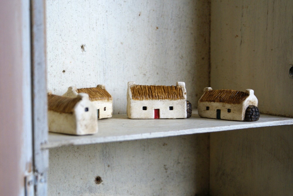 Miniature Irish Cottage Hand Painted Paper Clay -- Handmade in Ireland