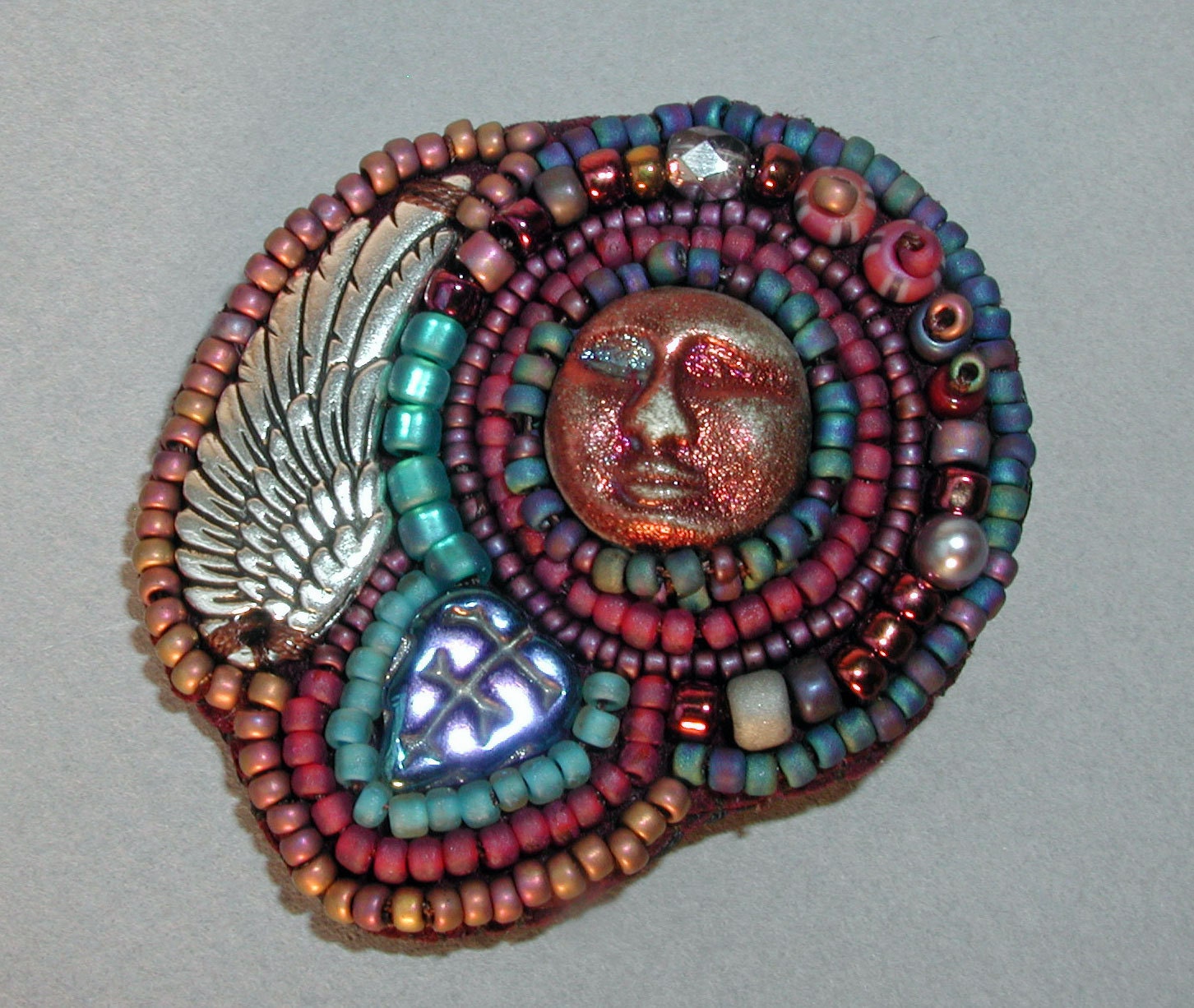 Raku Angel / Goddess Beaded Pin