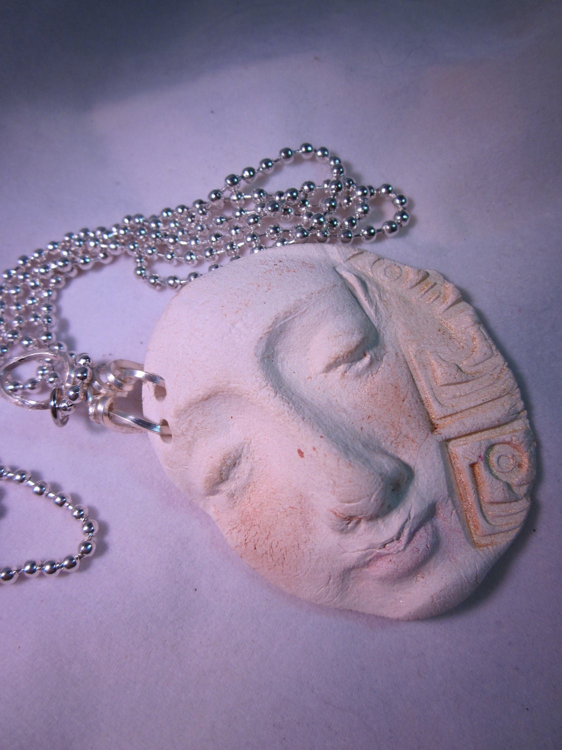White Clay Spirit  Greek Symbol Necklace