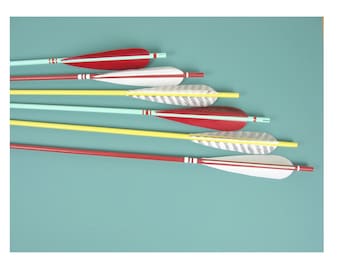Holiday Decoration Arrows in Christmas Red and Golden Yellow and Mint Green
