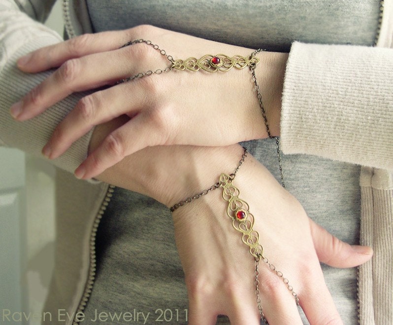 Alexandria Coptic Flourish Filigree Hand Flower Bracelet  Hand Jewelry 2 piece set