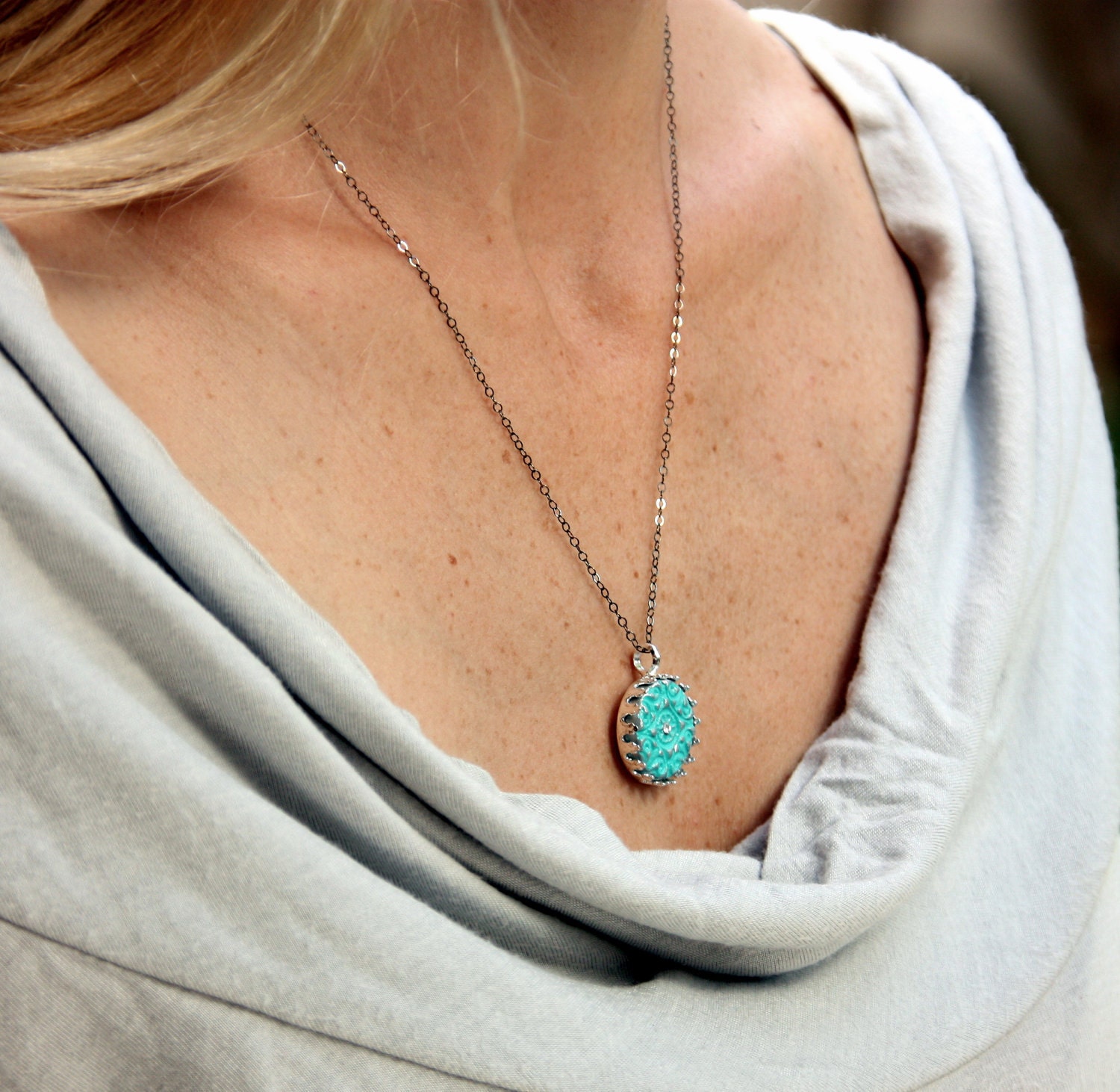 The princess necklace  with oxidized Sterling Silver