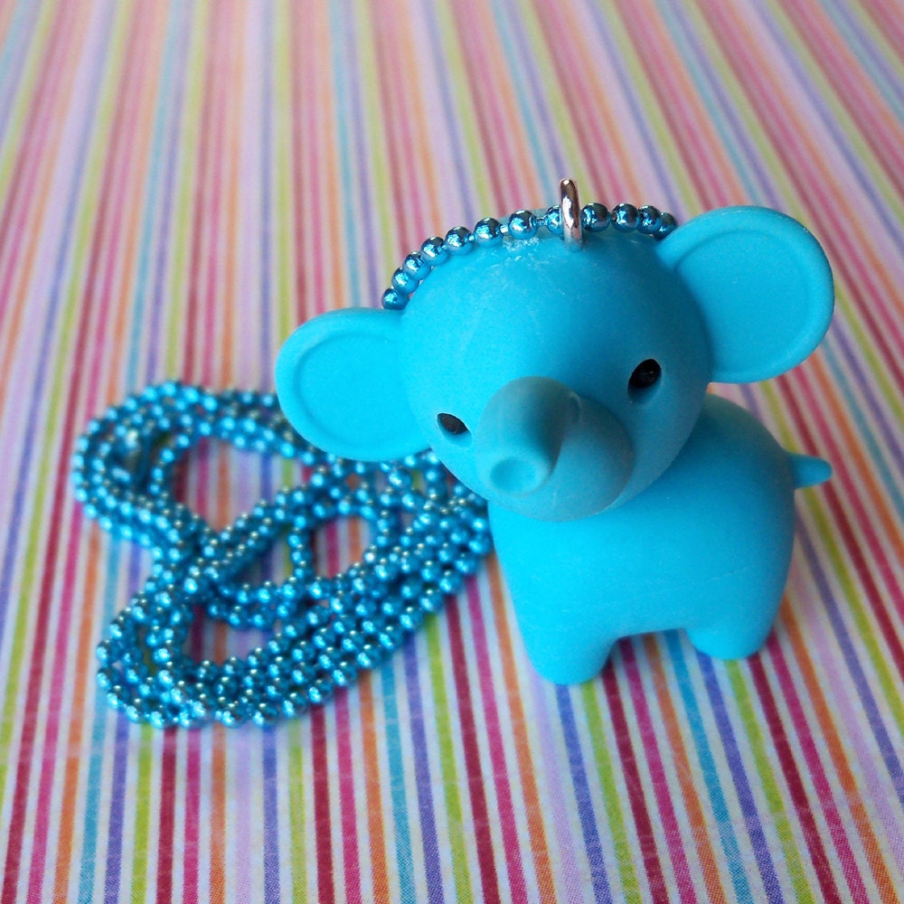 SALE Blue Elephant Necklace