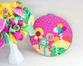 Whimsical Wall Art, Vintage Button Spring Flower Garden