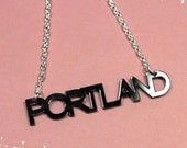 Portland Typography Necklace - Black
