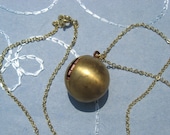 Vintage Brass Ball Locket Necklace