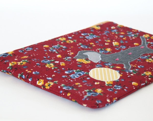 gray dachshund - zippered pouch