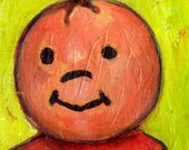 Fisher Price Boy. Hand-Touched Print on Wood.