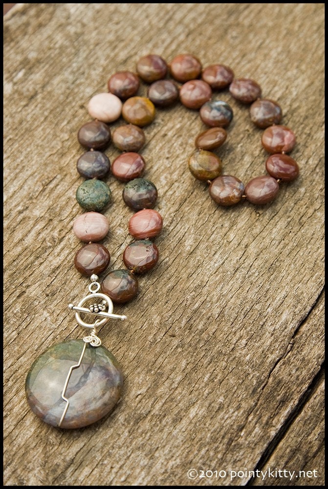 Give In to the Magic - sterling, rainbow jasper, Bali silver and fancy jasper necklace