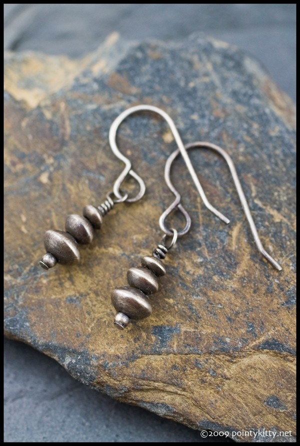 Cairns - oxidized recycled sterling silver drop earrings