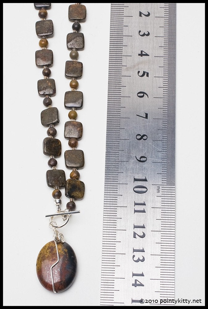 My Obsession - Sterling, pyrite and tiger iron necklace