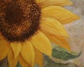 Sunflower oil Barbara Haviland EBSQ team floral flower yelllows browns canvas