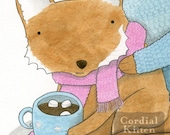 Foxes with Cocoa high quality giclee print reproduction