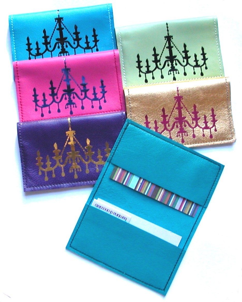 Metro Leather Business Card Holder TM, Credit Card Holder, ID Holder, Credit Card Wallet with Chandelier