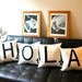 4 Personalized Canvas Scrabble Cushion COVERS, Name Pillow Cover, Word Pillow Cover -Pillow HOLA or  any 4 letters