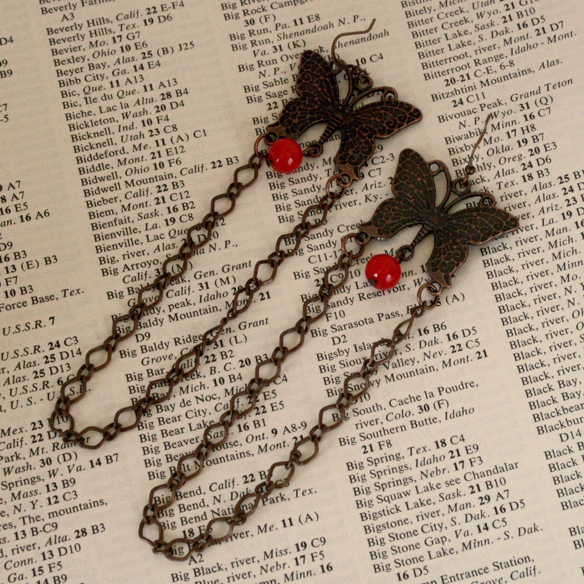 Butterflies long chain earrings sale