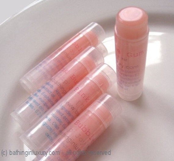 Pink Bubblegum Handmade Lip GlossBalm VEGAN Stocking by soap