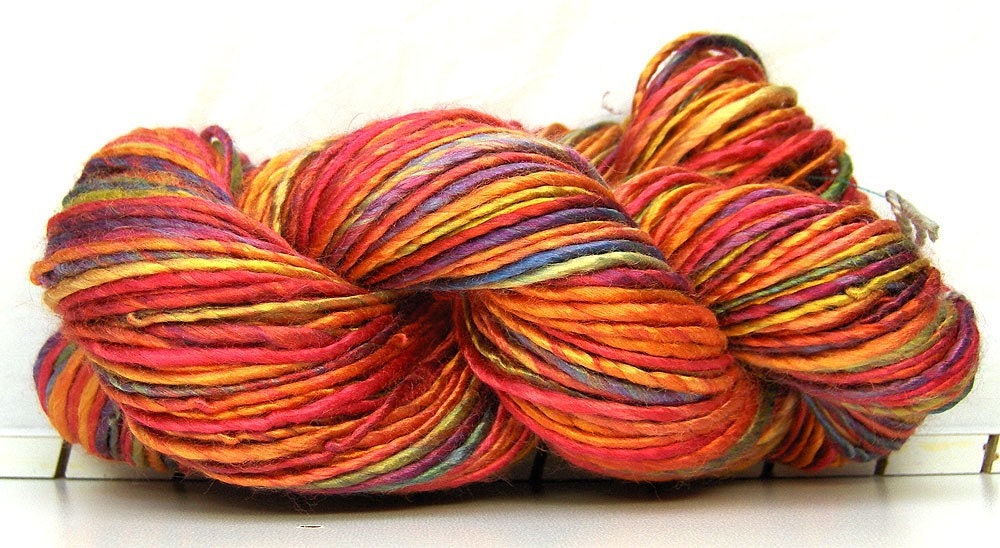 Beautiful Bamboo - Summer Carnival - HandDyed HandSpun Single Ply Bamboo Yarn 134 yards