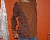 the browns - reversible organic cotton long sleeve shirt - hand dyed - unisex large