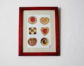 Cookie Selection Original Watercolor and Ink Painting - Food Dessert Kitchen Art - Tea Party