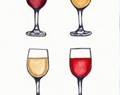 Food Kitchen Art - Wine Glasses Selection -