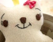 SALE Baby Girl Crib Felt Toy Dangling Decoration - Smiling Cat Kitty - Diaper Bag Decoration