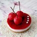 SALE Felt Cake Faux Food - Poached Cherries Pastry - Valentine's Day Tea Party Toy or Home Decoration - Photographer Prop