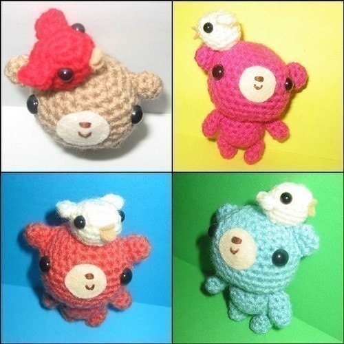 Little Teddy and Bird amigurumi crochet pattern - PDF Digital Download