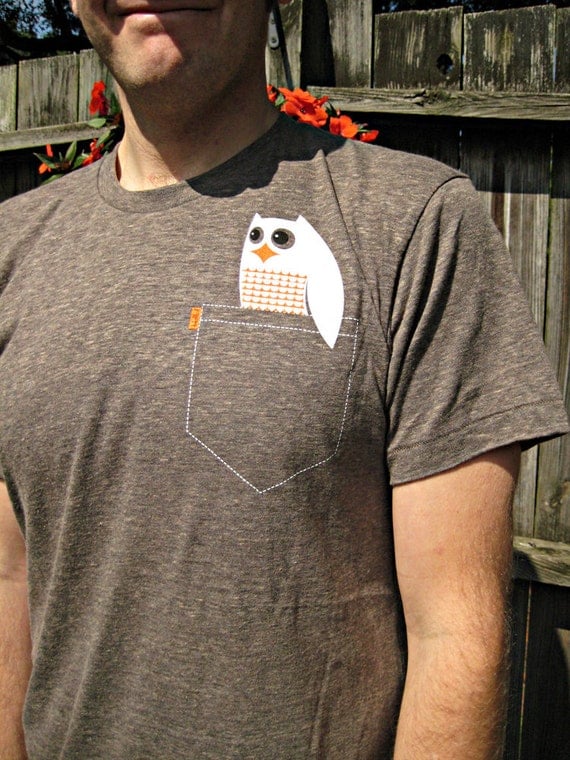 Sweet Owl Tee - Super Soft Pocket P'Owl Adult T-shirt - Unisex Size M