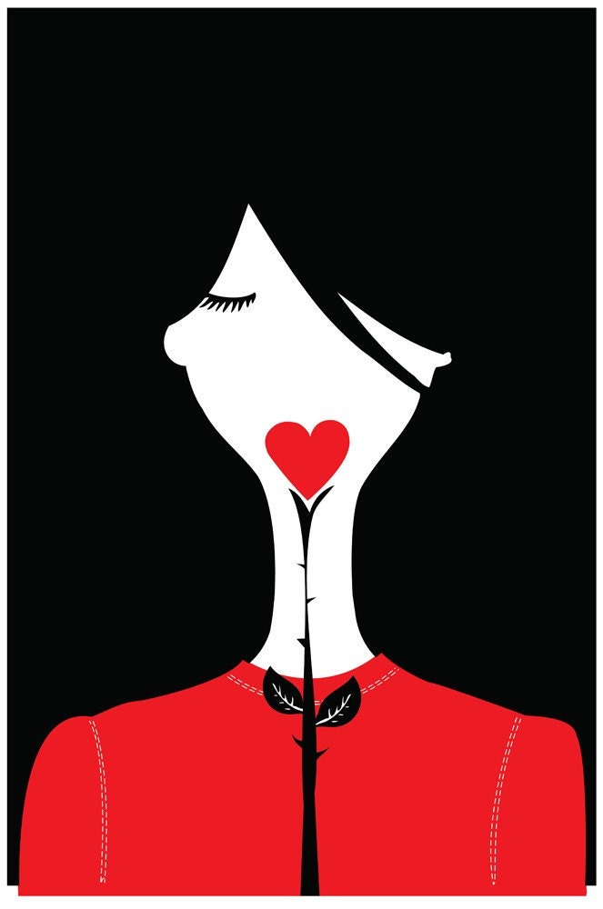 Screenprint Rose Red - Folktale Art Print - hand-pulled, silkscreen print limited edition
