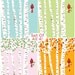 Screenprint Poster Set - Cardinal Bird Seasons & Birch Trees Art Print Posters - 4 Seasons Print Set