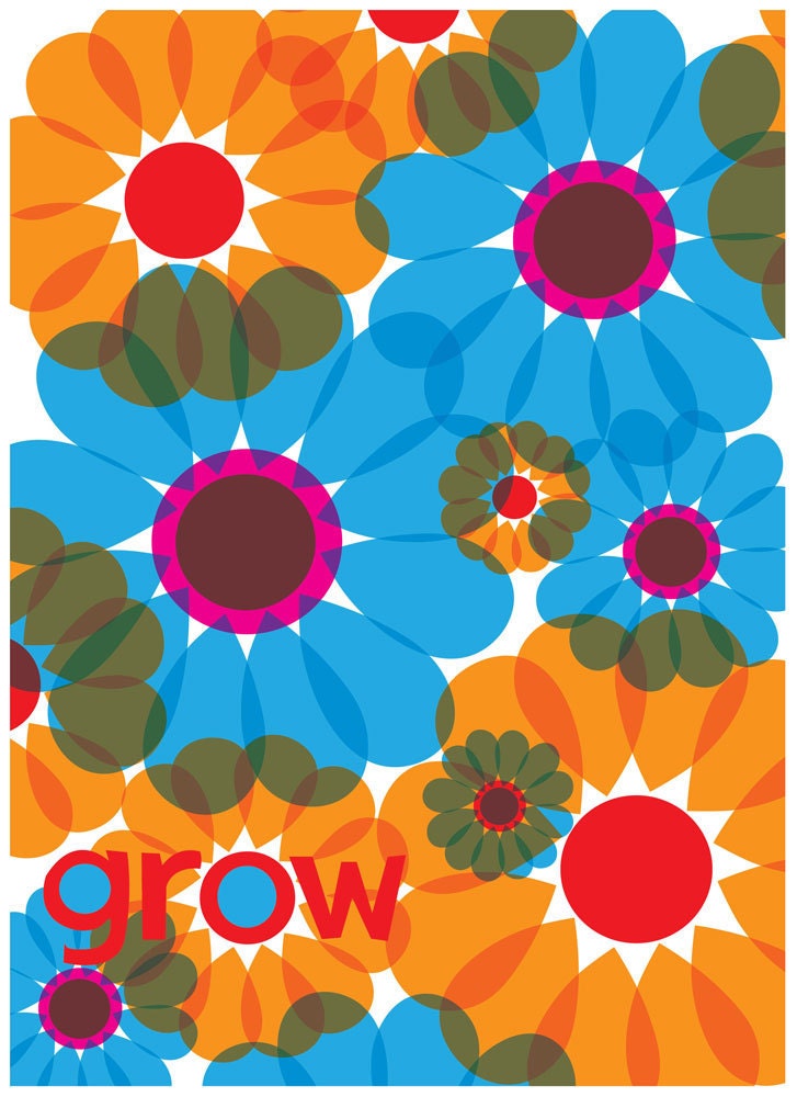 Giclee Grow Flowers - gardening and flowery art print giclee