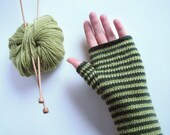 Fingerless Mittens in Kiwi and Forest Green