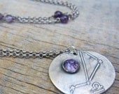 Constellation Libra Necklace ... Fine Silver Bezel Setting Zodiac Pendant
