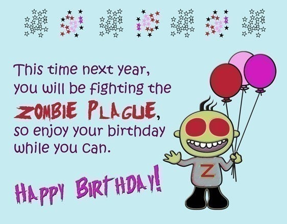 Happy Zombie Plague Birthday Card by tinaseamonster on Etsy