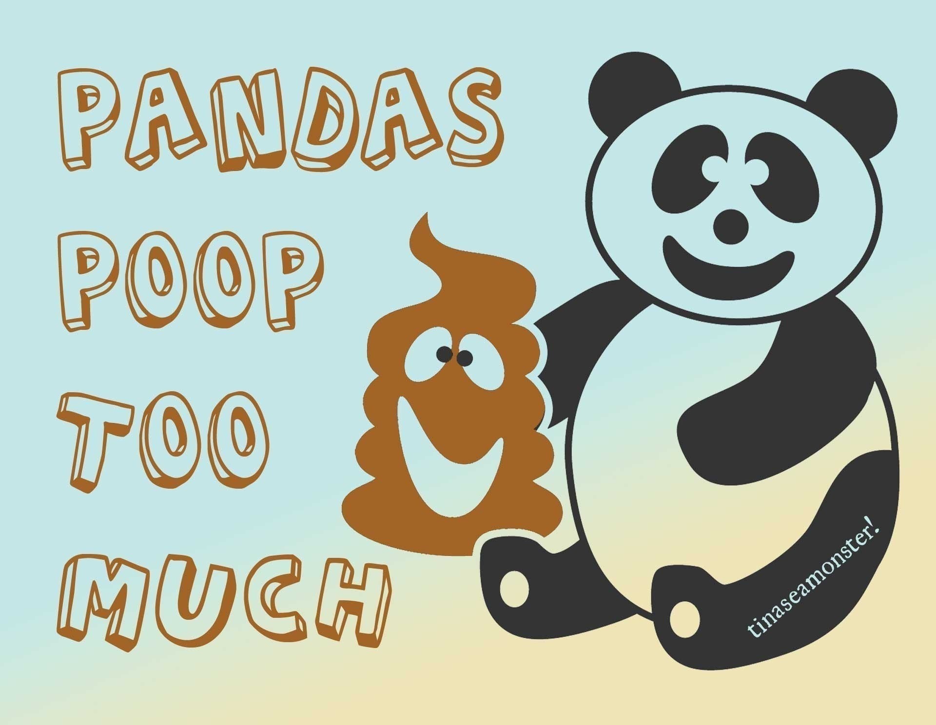 pandas-poop-too-much-postcard-set-of-three-with-by-tinaseamonster