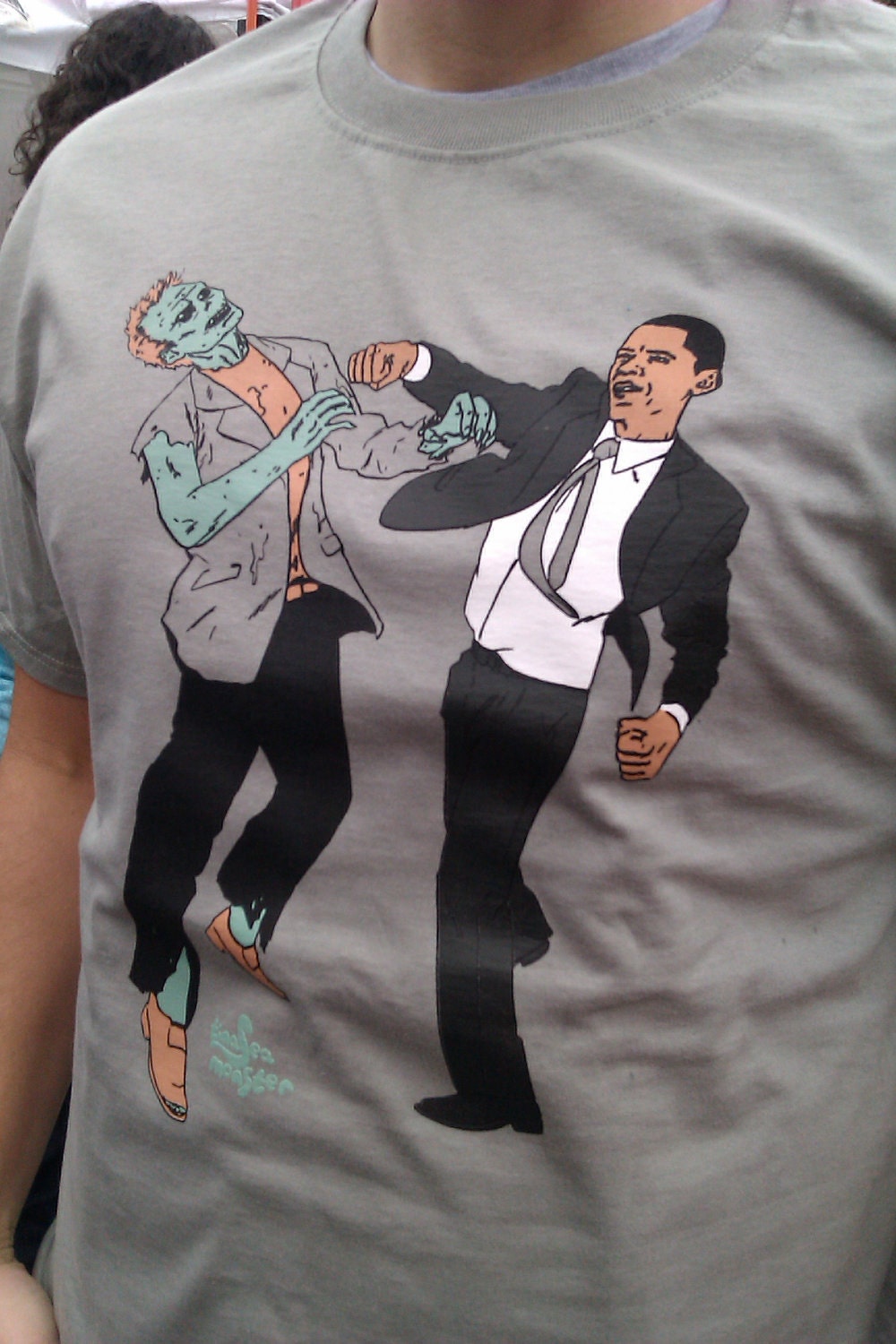 50% off New Color Medium Obama Vs. Zombies Four Color Unisex Shirt Serene Green