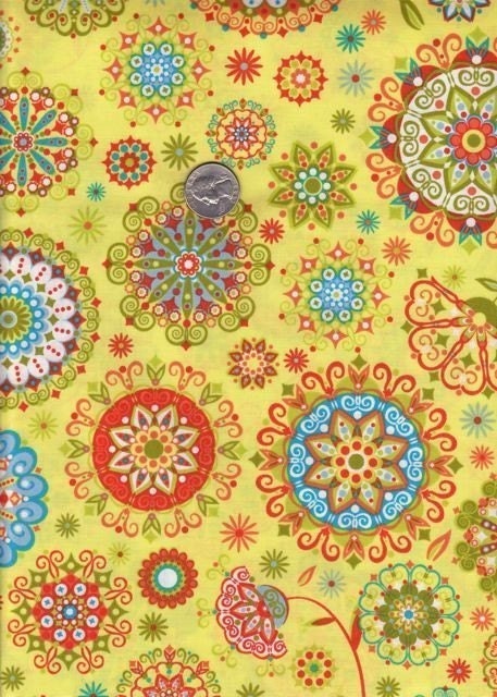 Fat quarter - California Dreamin' Malibu in Yellow cotton quilt fabric