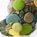 silk rosette headband - fascinator - modern romance - custom work - bridesmaid gift - buttons - summer wedding - olive - yellow